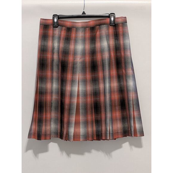 Pendleton Dresses & Skirts - Pendleton Orange 100% Virgin Wool Plaid Pleated Skirt Size 14 Made in USA